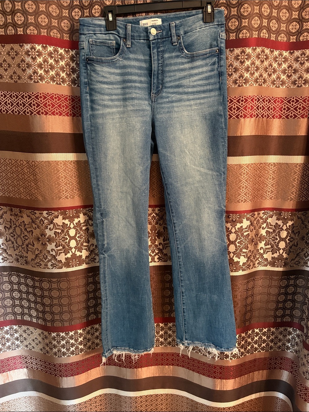 BKE by Buckle Parker Light Blue Bootcut Jeans with Frayed Hem